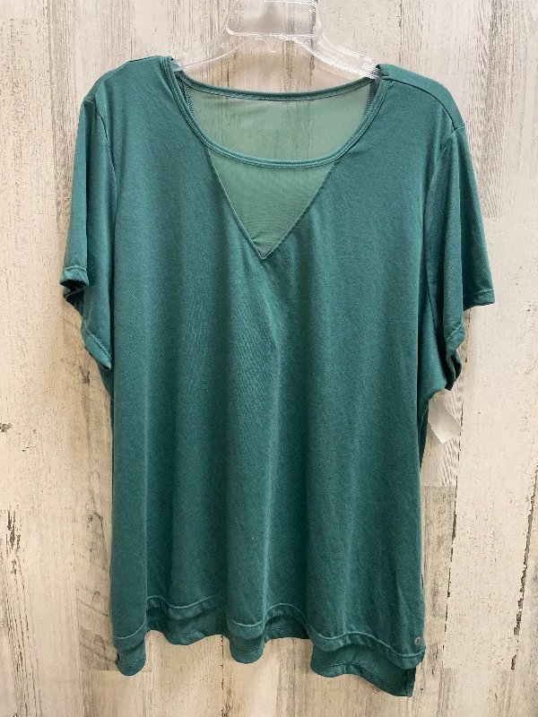 Exquisite Embroidery Top Short Sleeve By Xersion In Green, Size: 3x