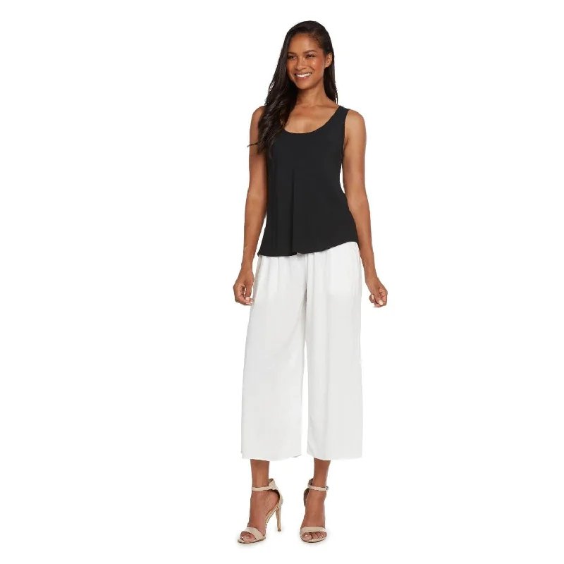 Solid Wide Leg Crop - White