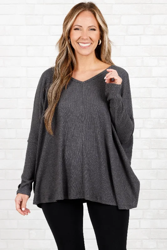 Exquisite Craftsmanship Adore You Top, Charcoal
