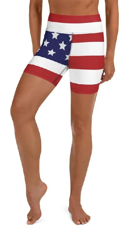 Quality Tailoring American Flag Yoga Shorts