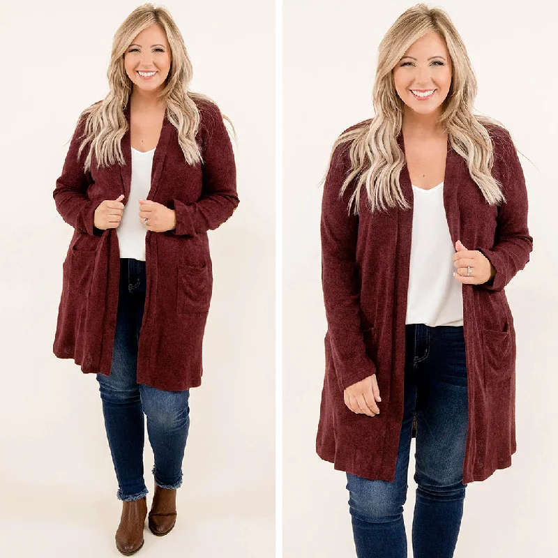 Warm Chic Autumn Mood Cardigan, Burgundy