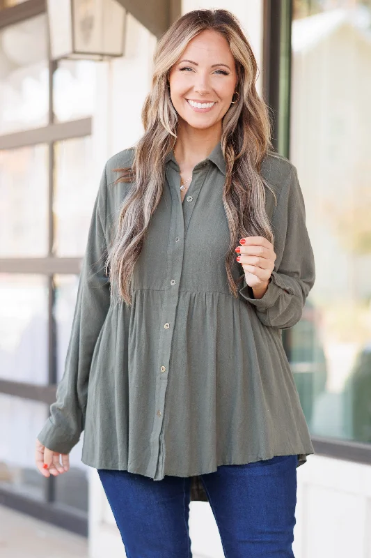 Soft Knitwear Basic Diva Top, Army