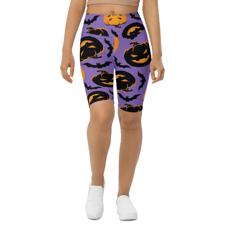 High-quality Styles Bats and Jack O'Lanterns Biker Shorts