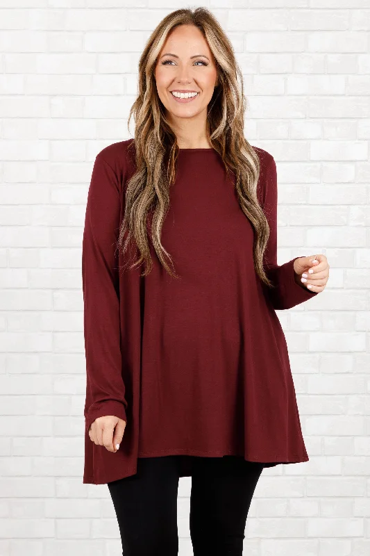 Fashion And Simplicity Be Honest With Me Tunic, Dark Burgundy