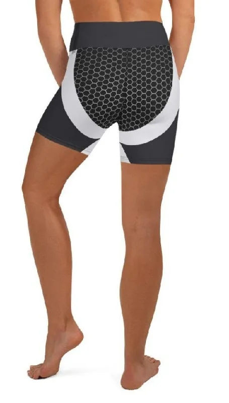 Chic Relaxation Beehive Geometric Yoga Shorts Onyx Gray