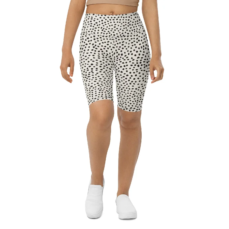 Beige Polka Dot Pattern Biker Shorts