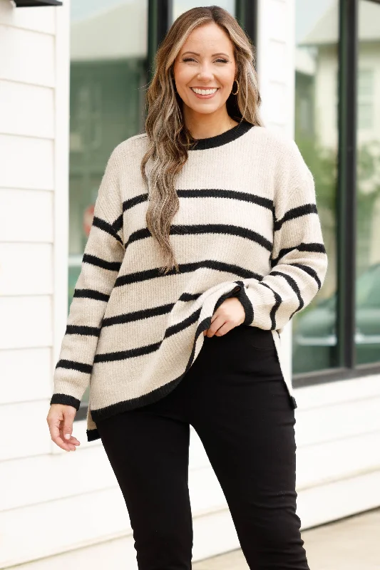 Unique Design Breath Of Life Sweater, Oatmeal-Black
