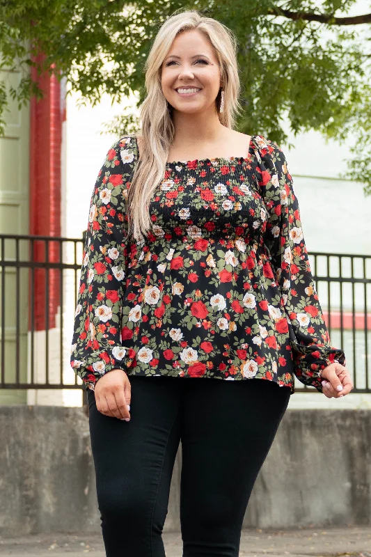 Elegant Style Busy Night Out Blouse, Red-Mustard