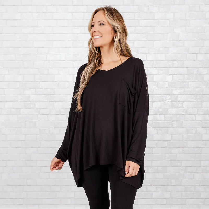 Fashionable Ease Call Me Today Top, Black