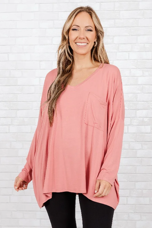 Luxe Comfort Call Me Today Top, Desert Rose