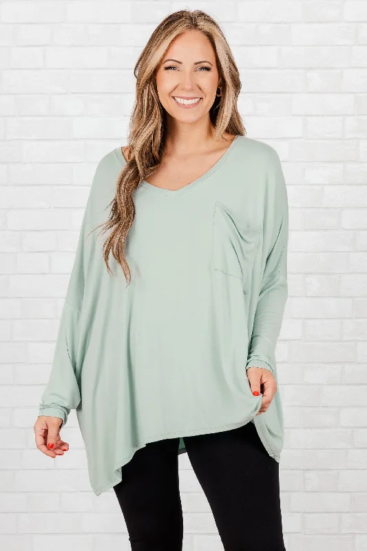 Spiritual Vitality Call Me Today Top, Light Green