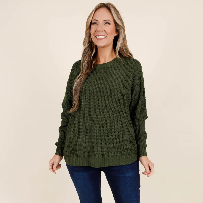 Moisture wicking Call Me Tomorrow Sweater, Army Green