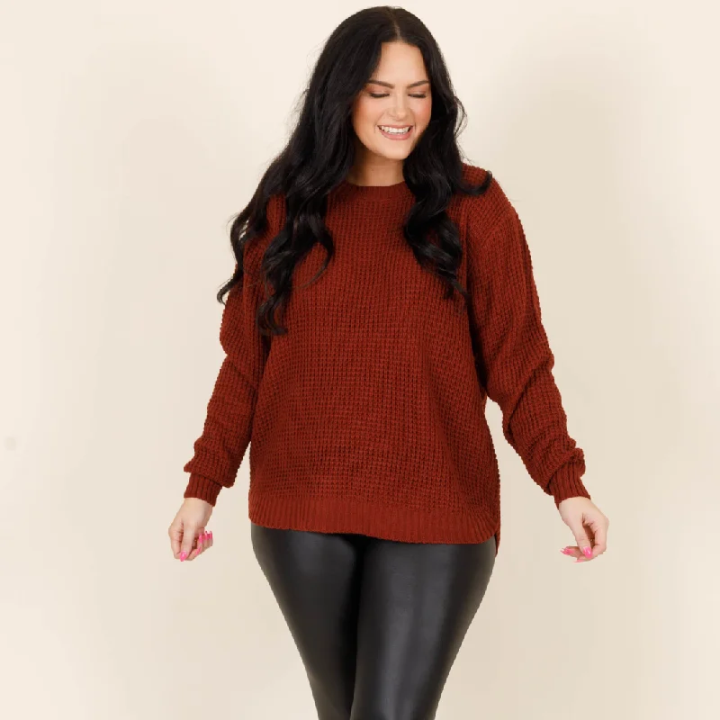 Versatile Comfort Wear Call Me Tomorrow Sweater, Fired Brick