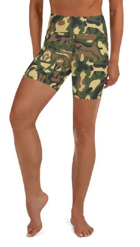 Cat Camo Yoga Shorts