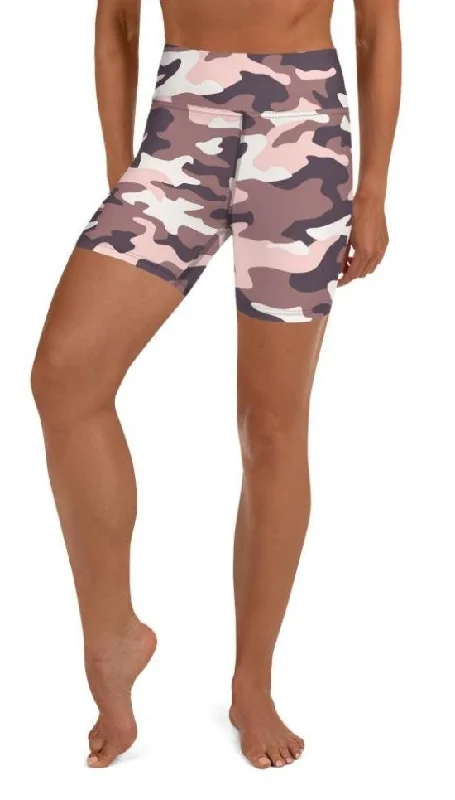 Chocolate Brown Camo Yoga Shorts