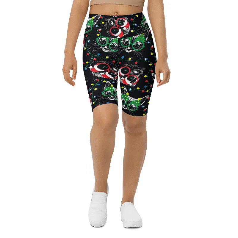 New Products Christmas Lights & Cats Biker Shorts