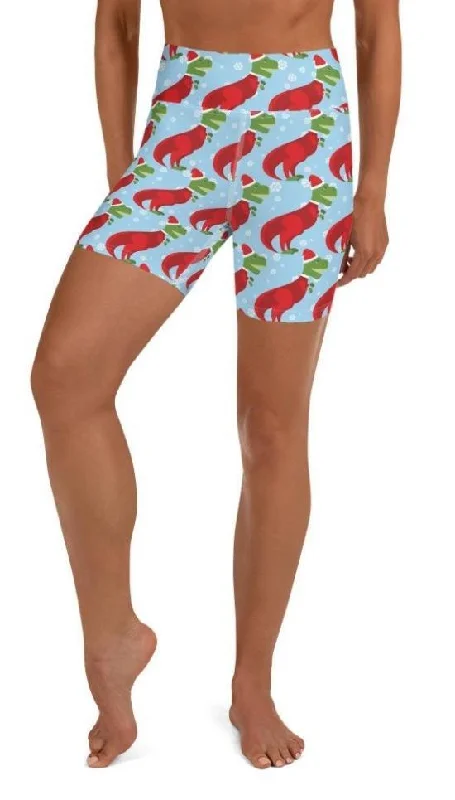 Christmassy Dinosaurs Yoga Shorts