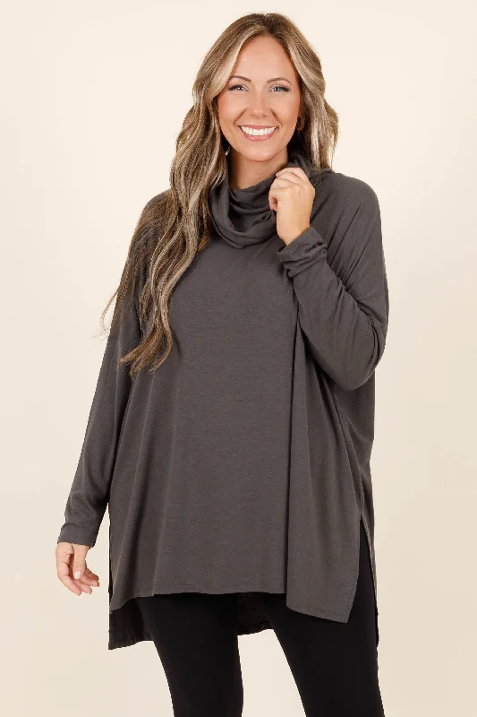Elegant Temperament Closer To Your Heart Top, Ash Grey