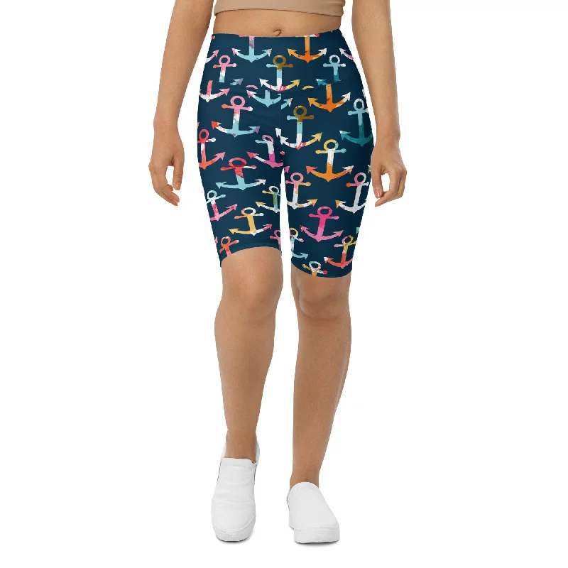 Easy Chic Colorful Anchor Biker Shorts