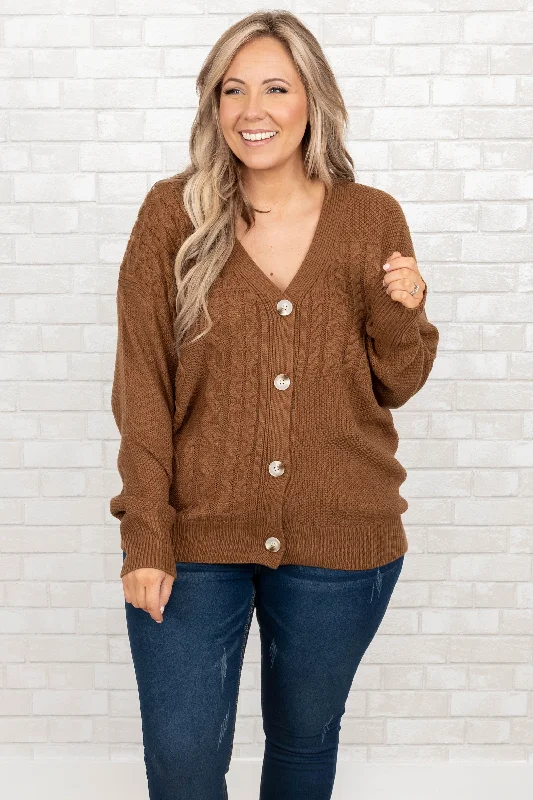 Soft Looks Cozy And Cute Cardigan, Brown