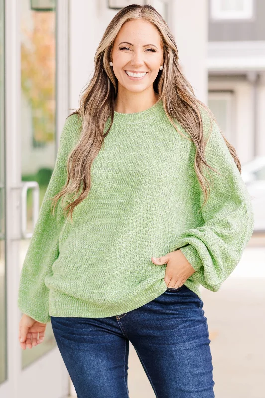 Exquisite Fabrics Cozy Bubble Sleeve Sweater, Spring Green