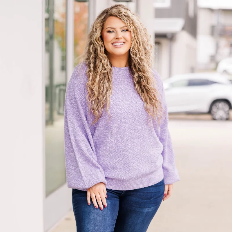 Street Charm Cozy Bubble Sleeve Sweater, Lavender
