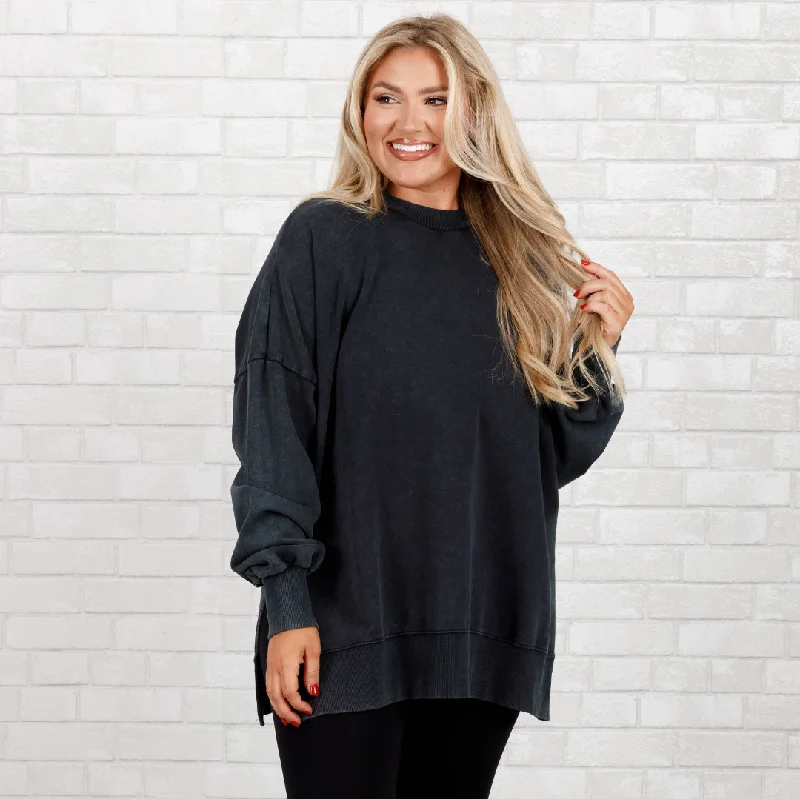 Relaxed Fit Cozy Pullover, Black