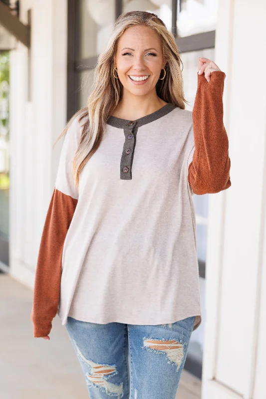 Beautiful Romance Daring Dreams Top, Oatmeal