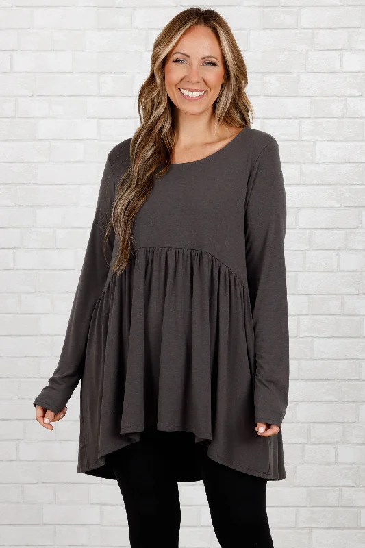 Relaxed Fits Dear My Love Top, Ash Grey