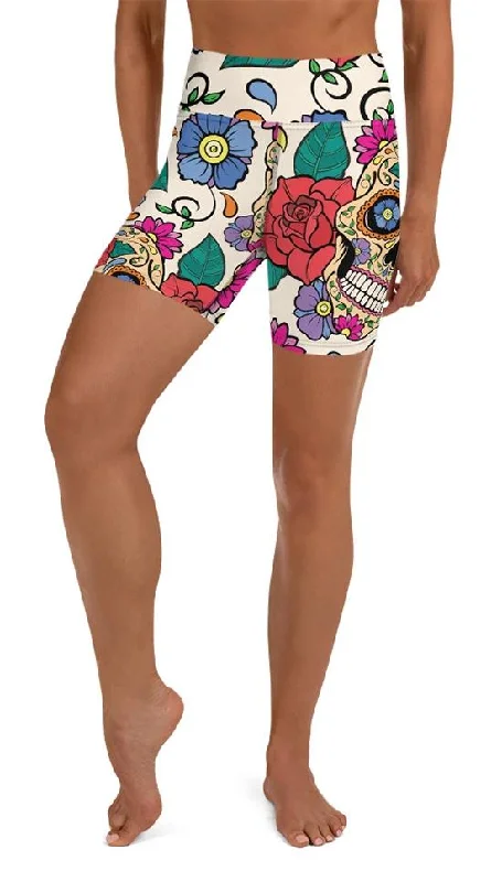 Simple Chic Dia de Muertos Yoga Shorts