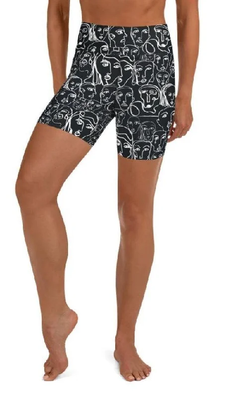 Face Drawings Yoga Shorts