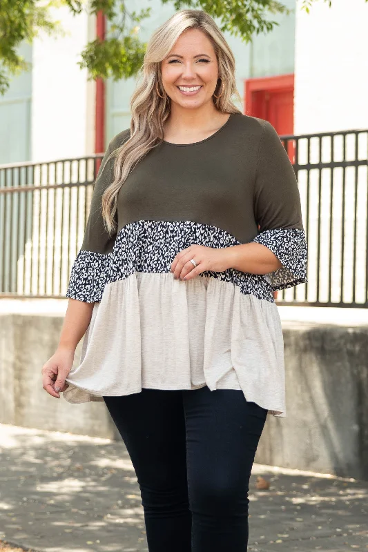 European Plan Fiercely Wild Top, Olive