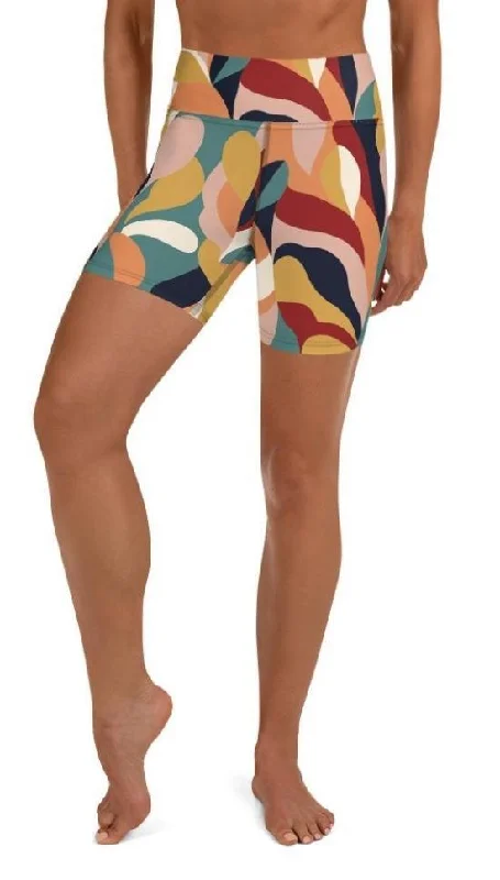 Floral Abstract Yoga Shorts