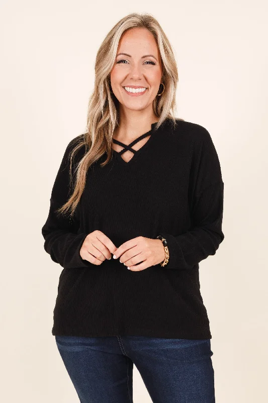 Practical Style Follow Your Journey Top, Black