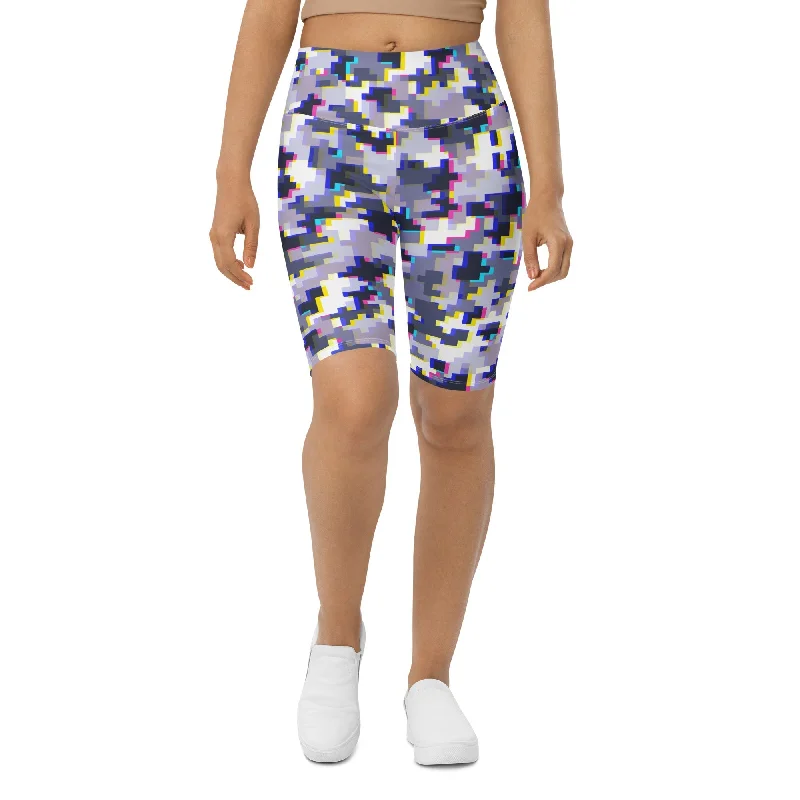 Smart Comfort Glitchy Camo Biker Shorts
