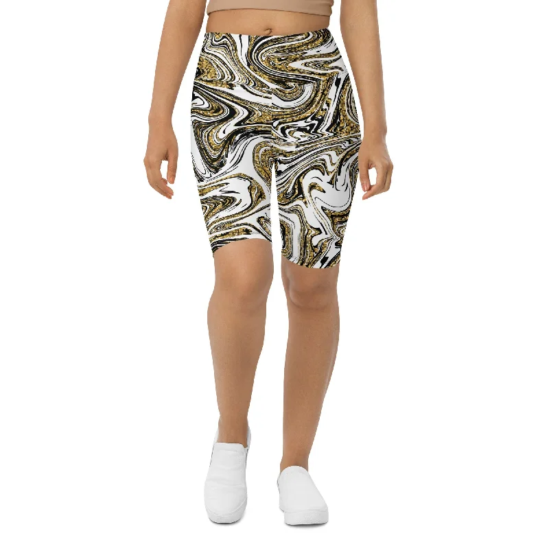 Dressing Tips Glitter Print Marble Biker Shorts