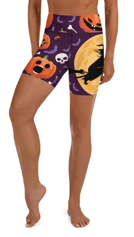 Casual Wear Halloween Witch Yoga Shorts