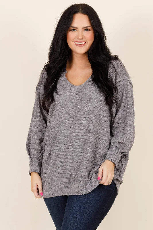 Low-key Luxury Have Your Heart Again Top, Gray