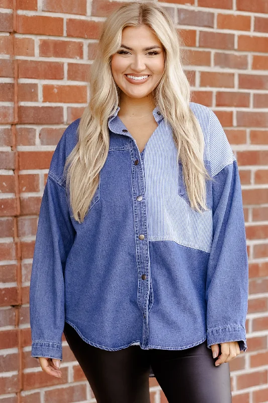 Feminine Charm High Score Jacket, Medium Wash