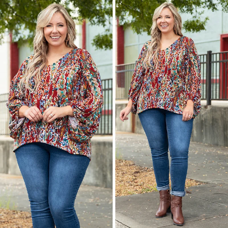 Sports Cool Honey Floral Top, Marsala