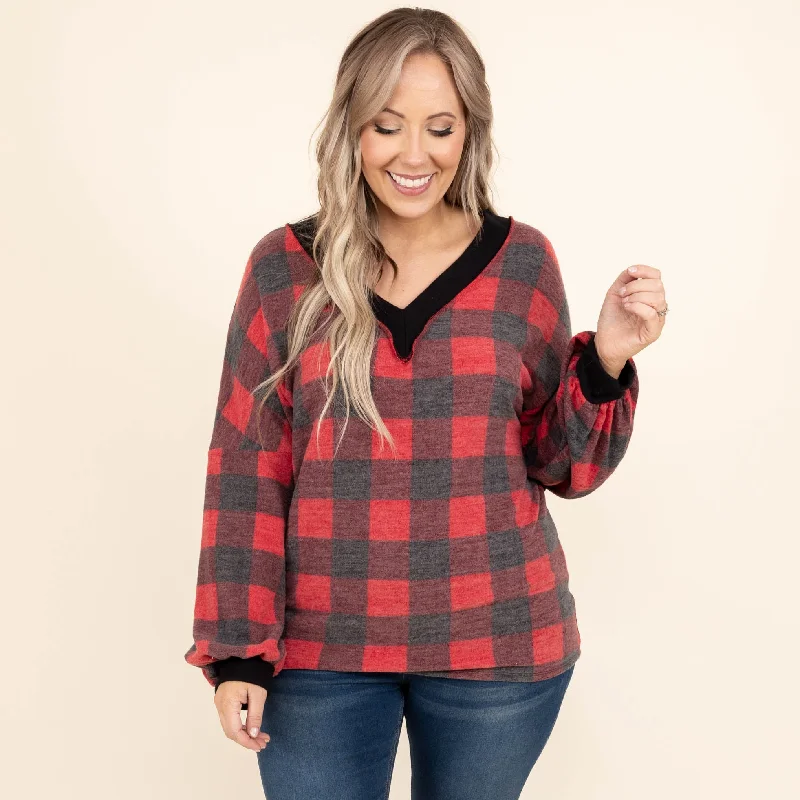 Elegant Outline Hoping For It All Top, Red-Black