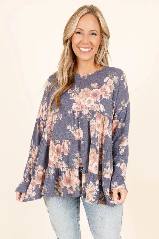 Easy Fashion I Bet You Think Of Me Top, Blue
