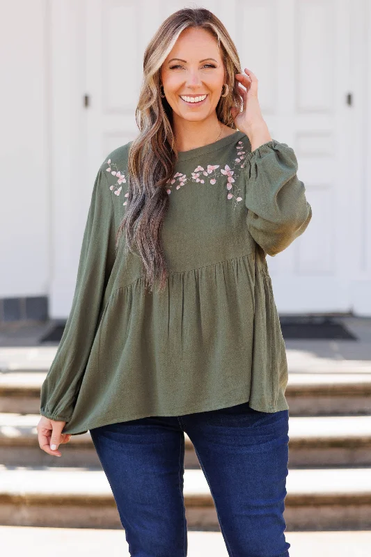 Elegant Casuals I See Truth Top, Olive