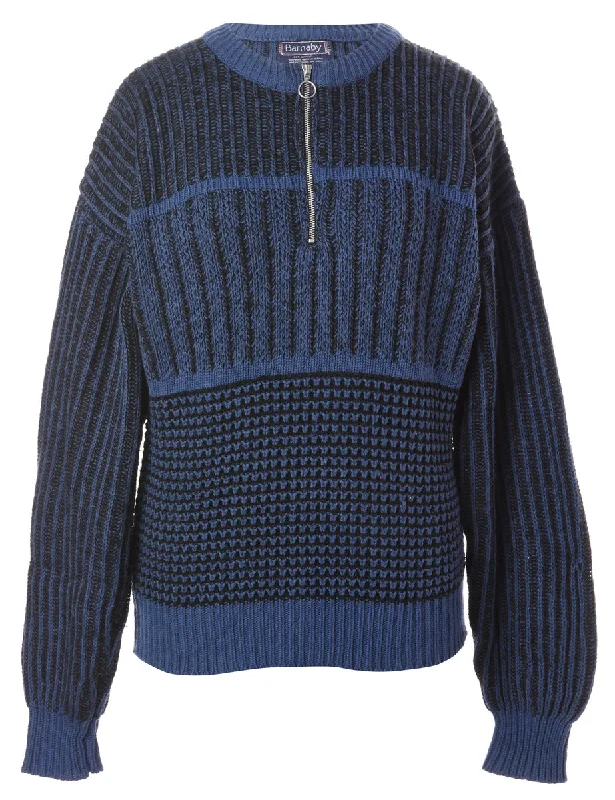 Label Zip Front Knitted Jumper