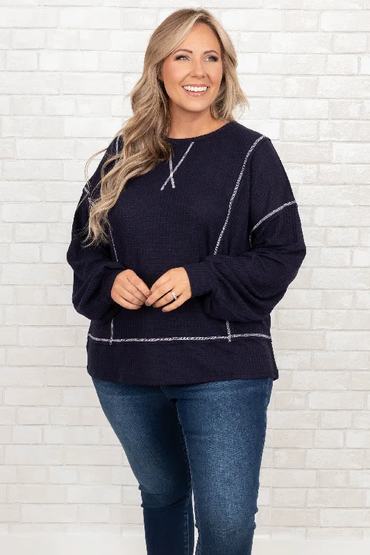 High-end Design Lady May Top, Navy