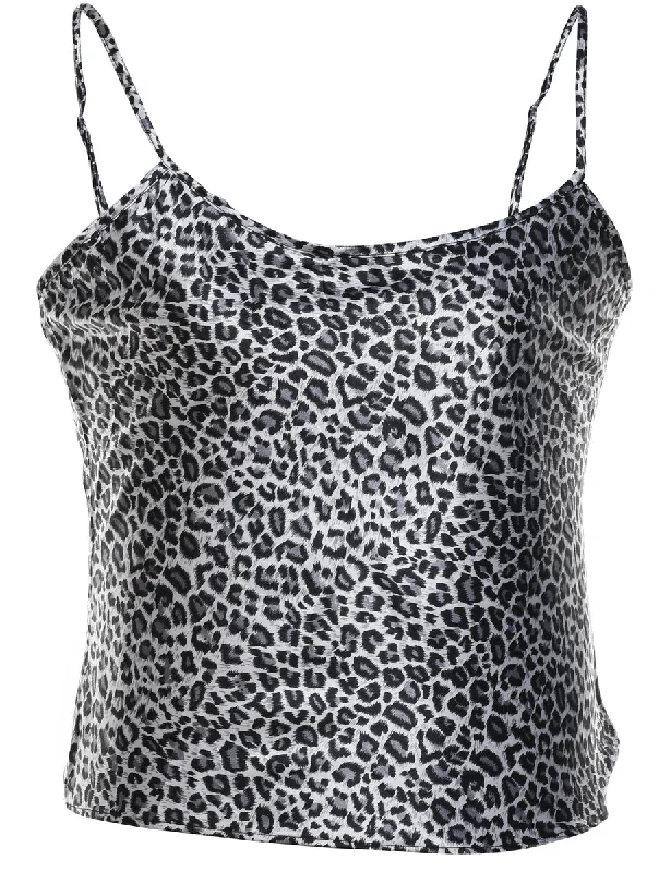 Leopard Print Black & White Strappy Cami Top - S