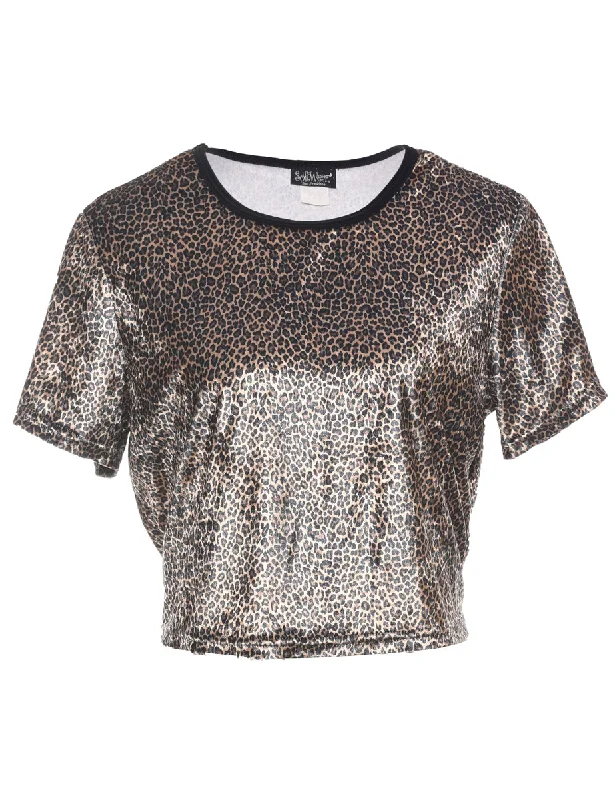 Leopard Print Crop Top - L