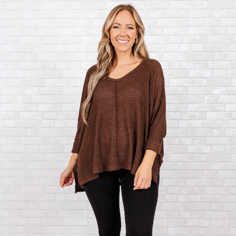 Comfortable Dresses Let Me Think Top, Brown