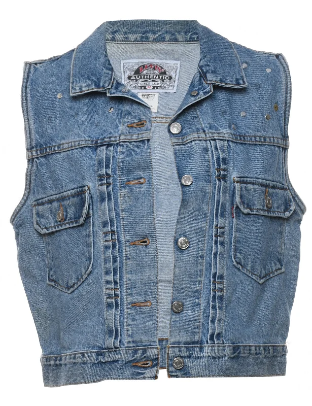 Summer Comfort Levi's Embellished 1990s Denim Vest - M