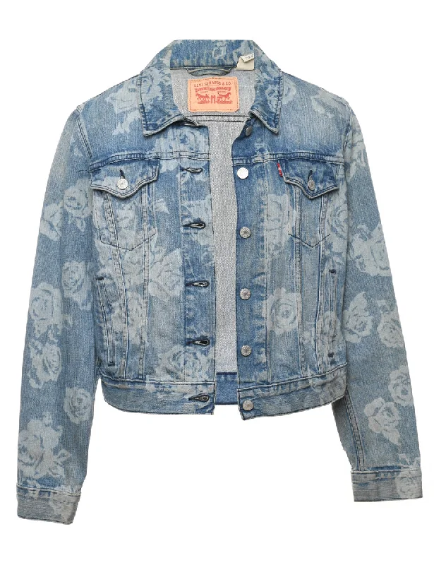 Soft Touch Levi's Floral Pattern Light Wash Denim Jacket - L